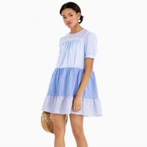 NEW English Factory Blue Stripe Tiered Babydoll Dress Size Small